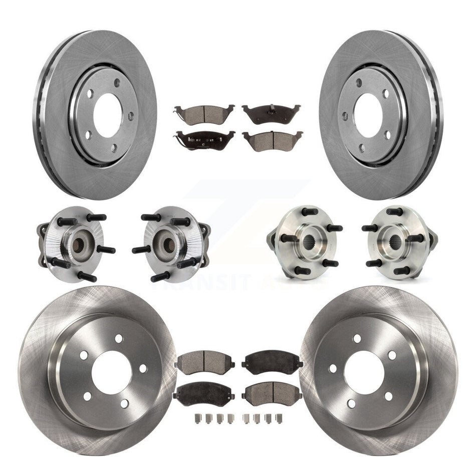Front Rear Hub Bearings Assembly Disc Brake Rotors And Semi-Metallic Pads Kit (10Pc) For Chrysler Town & Country Dodge Grand Caravan KBB-108770
