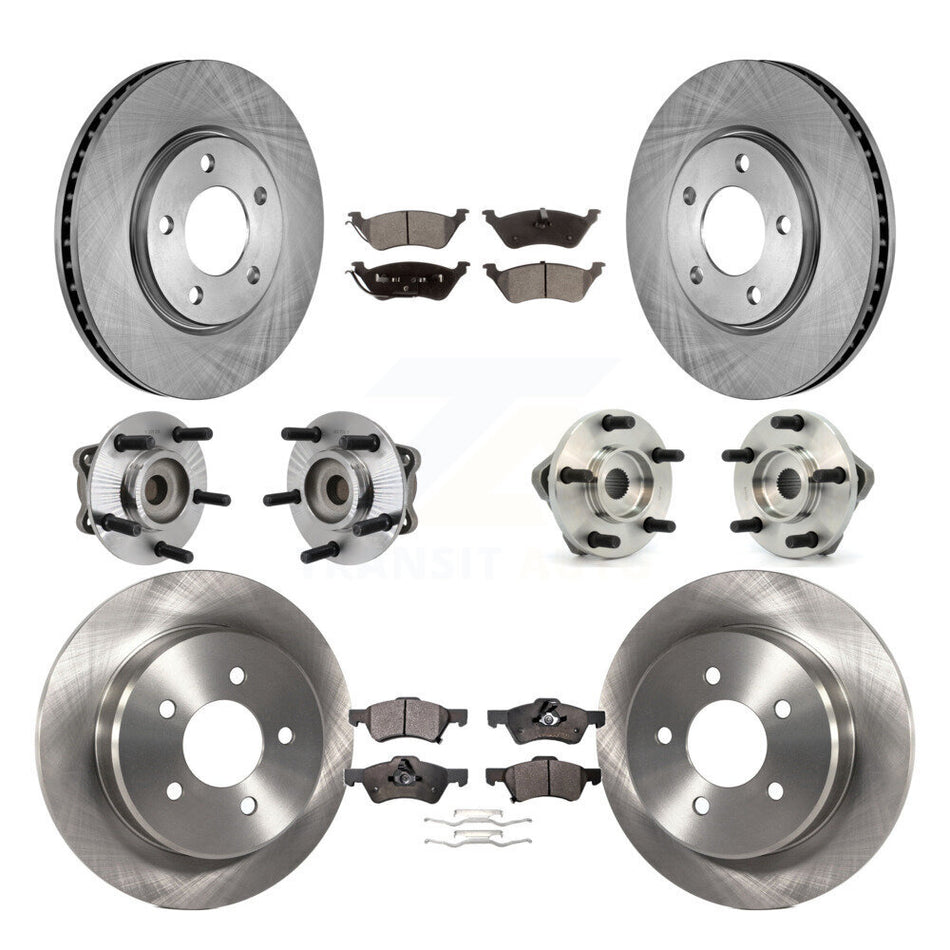 Front Rear Hub Bearings Assembly Disc Brake Rotors And Semi-Metallic Pads Kit (10Pc) For Dodge Grand Caravan Chrysler Town & Country KBB-108773