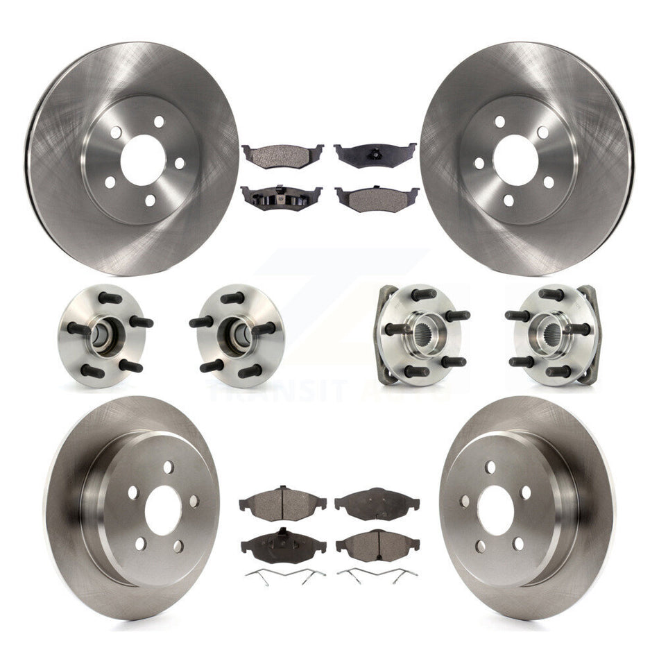 Front Rear Hub Bearings Assembly Disc Brake Rotors And Semi-Metallic Pads Kit (10Pc) For Chrysler Sebring Dodge Stratus KBB-108777