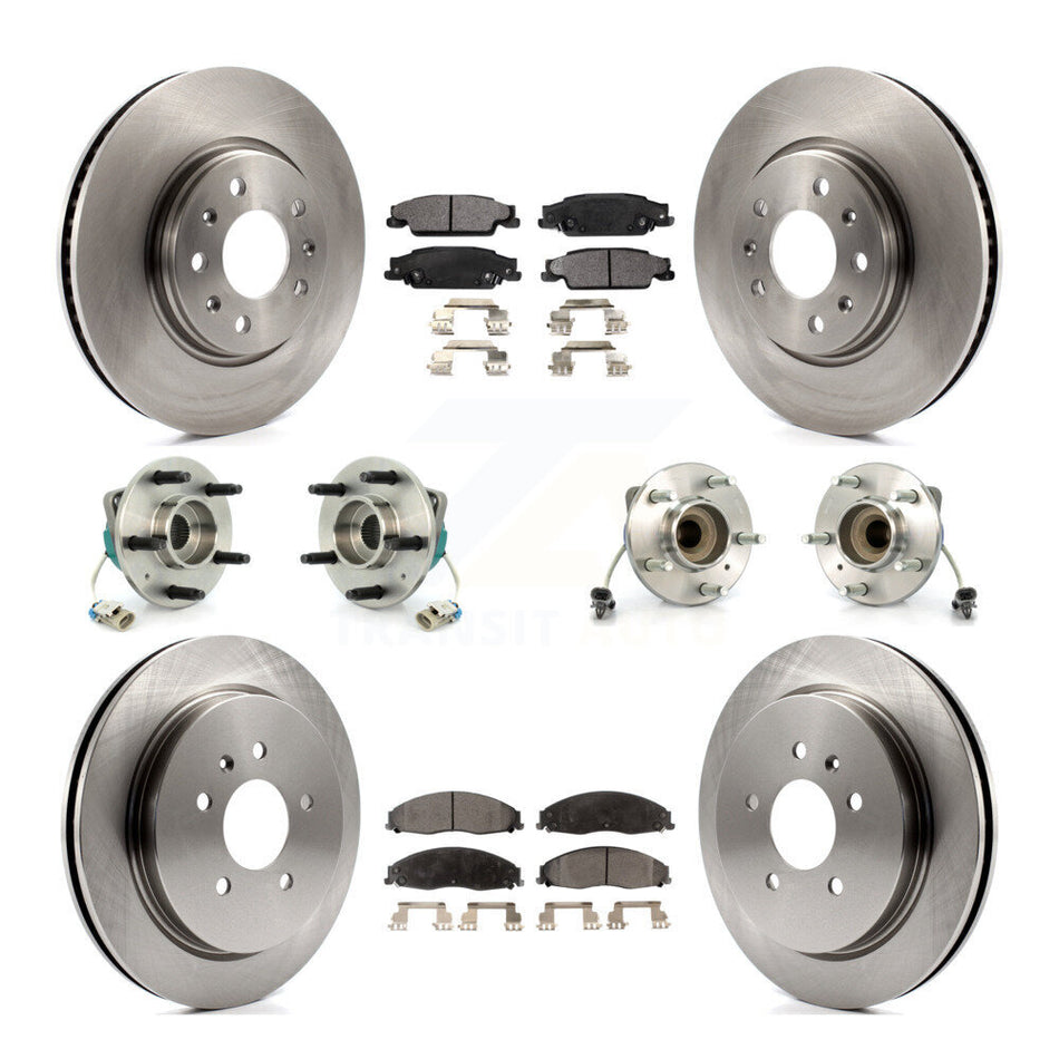 Front Rear Hub Bearings Assembly Disc Brake Rotors And Semi-Metallic Pads Kit (10Pc) For Cadillac CTS With Sport Suspension KBB-108779