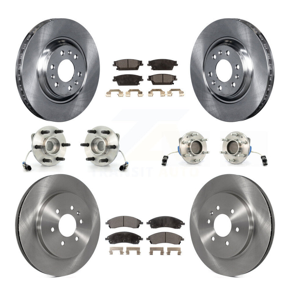 Front Rear Hub Bearings Assembly Disc Brake Rotors And Semi-Metallic Pads Kit (10Pc) For Cadillac SRX RWD KBB-108791