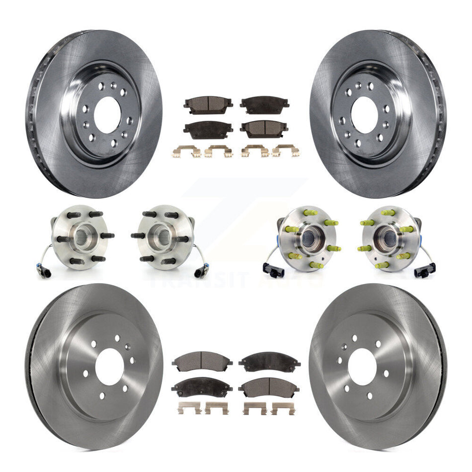 Front Rear Hub Bearings Assembly Disc Brake Rotors And Semi-Metallic Pads Kit (10Pc) For Cadillac SRX AWD KBB-108792