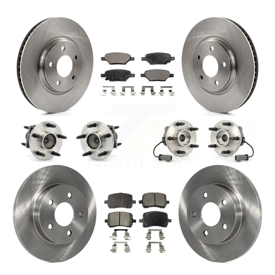 Front Rear Hub Bearings Assembly Disc Brake Rotors And Semi-Metallic Pads Kit (10Pc) For Chevrolet Cobalt Saturn Ion With 5 Lug Wheels KBB-108798