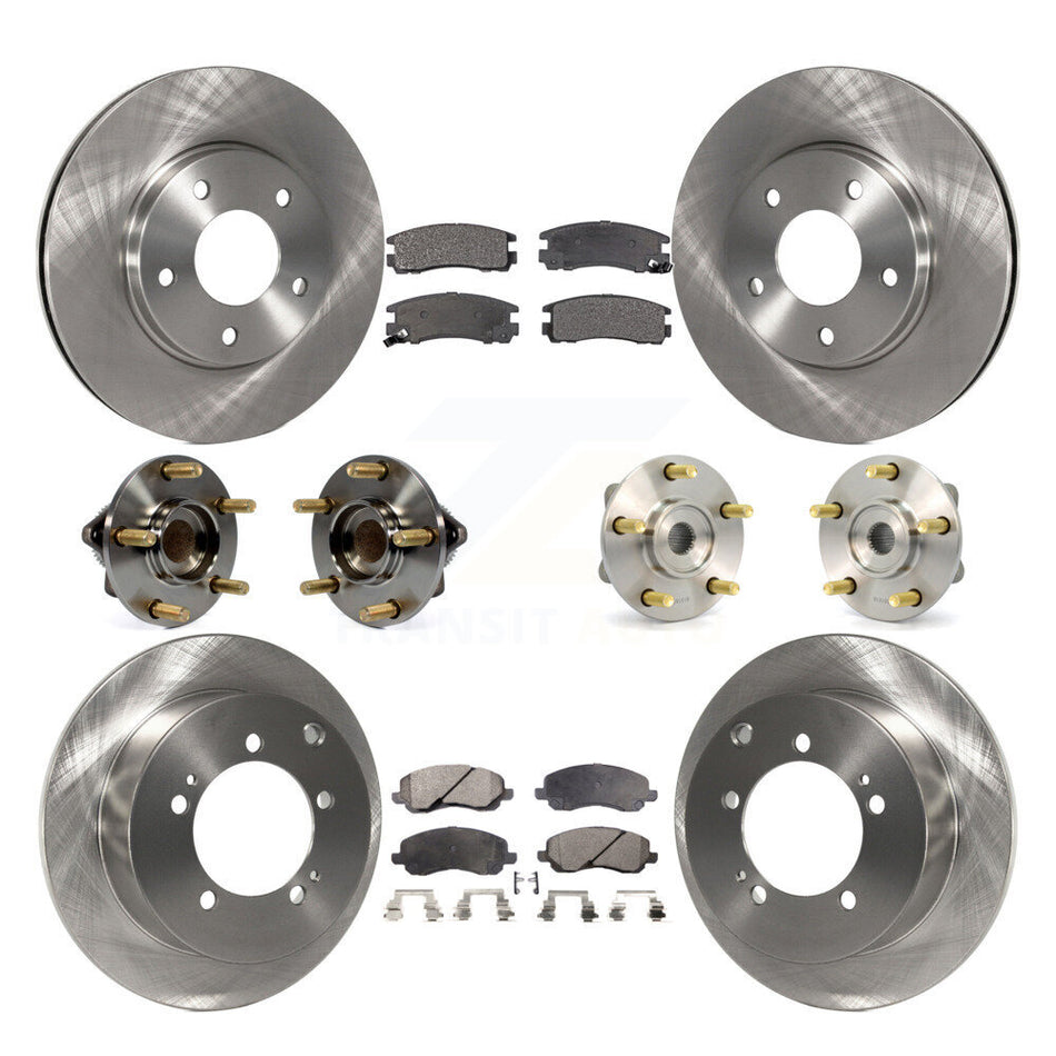 Front Rear Hub Bearings Assembly Disc Brake Rotors And Semi-Metallic Pads Kit (10Pc) For 2005 Mitsubishi Eclipse rear brakes with 4-Wheel ABS KBB-108803
