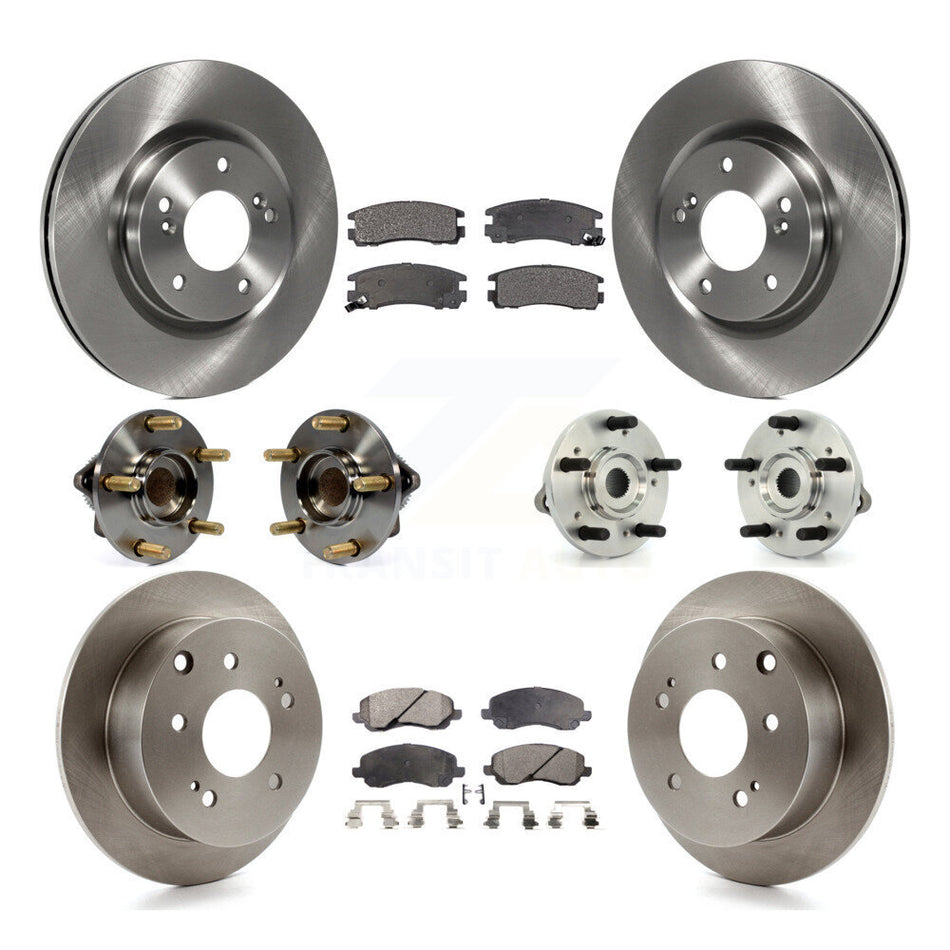 Front Rear Hub Bearings Assembly Disc Brake Rotors And Semi-Metallic Pads Kit (10Pc) For Mitsubishi Galant Eclipse KBB-108807
