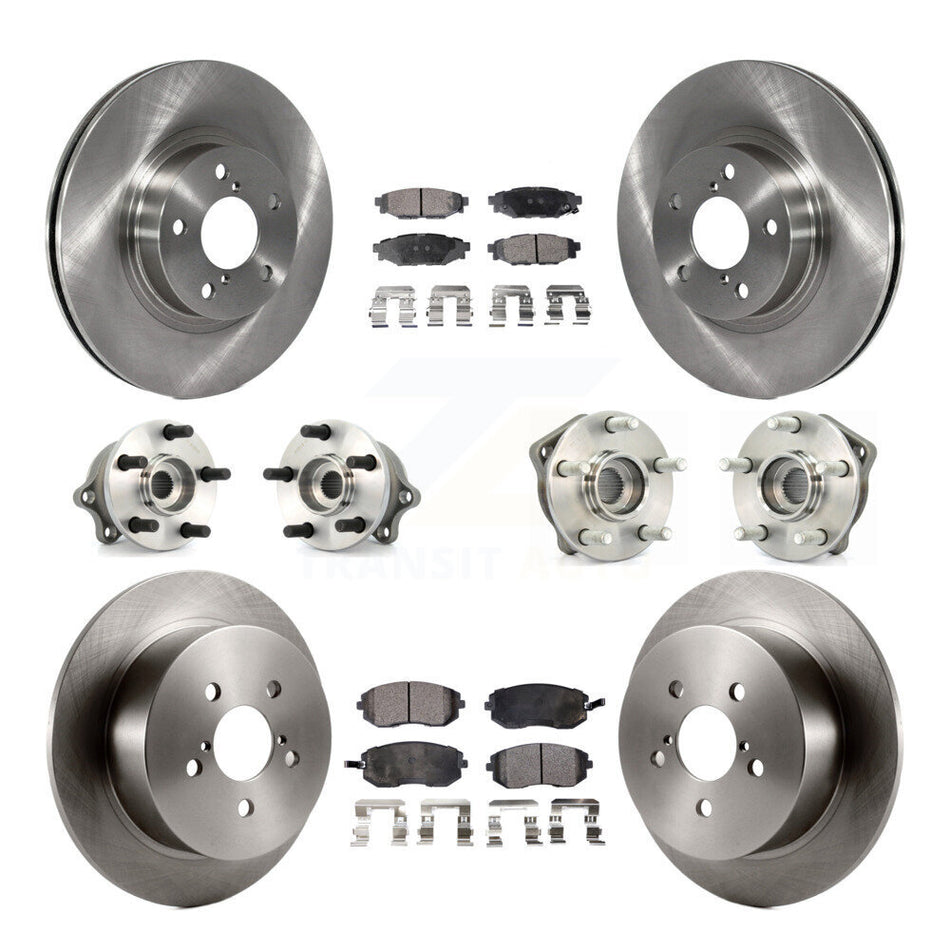 Front Rear Hub Bearings Assembly Disc Brake Rotors And Semi-Metallic Pads Kit (10Pc) For 2005 Subaru Legacy i Limited With 277mm Diameter Rotor KBB-108815