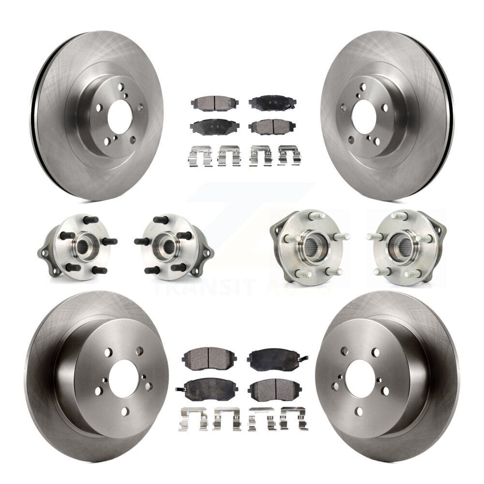 Front Rear Hub Bearings Assembly Disc Brake Rotors And Semi-Metallic Pads Kit (10Pc) For 2005-2005 Subaru Outback Legacy KBB-108817