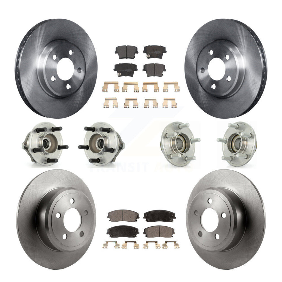Front Rear Hub Bearings Assembly Disc Brake Rotors And Semi-Metallic Pads Kit (10Pc) For Chrysler 300 Dodge Charger Magnum KBB-108822