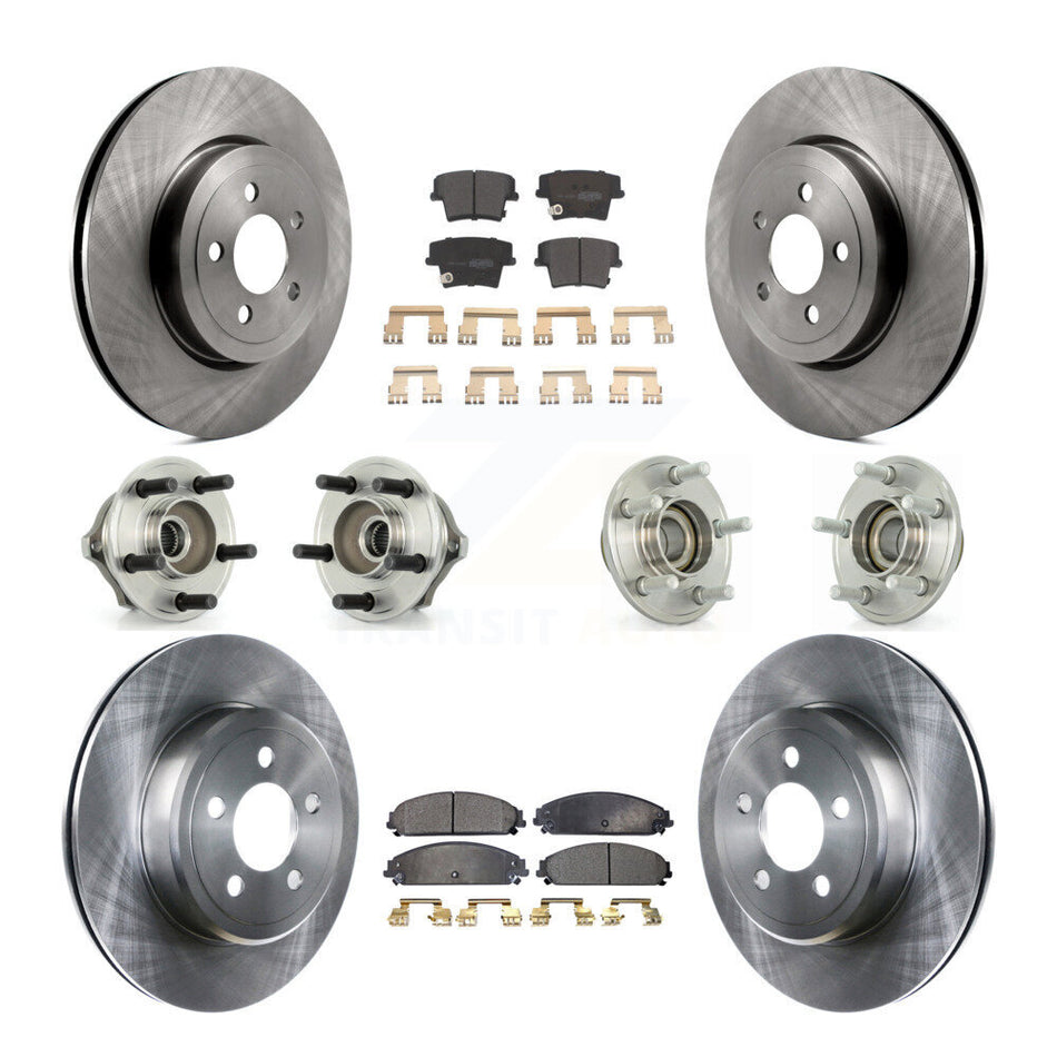 Front Rear Hub Bearings Assembly Disc Brake Rotors And Semi-Metallic Pads Kit (10Pc) For Chrysler 300 Dodge Charger Magnum KBB-108823