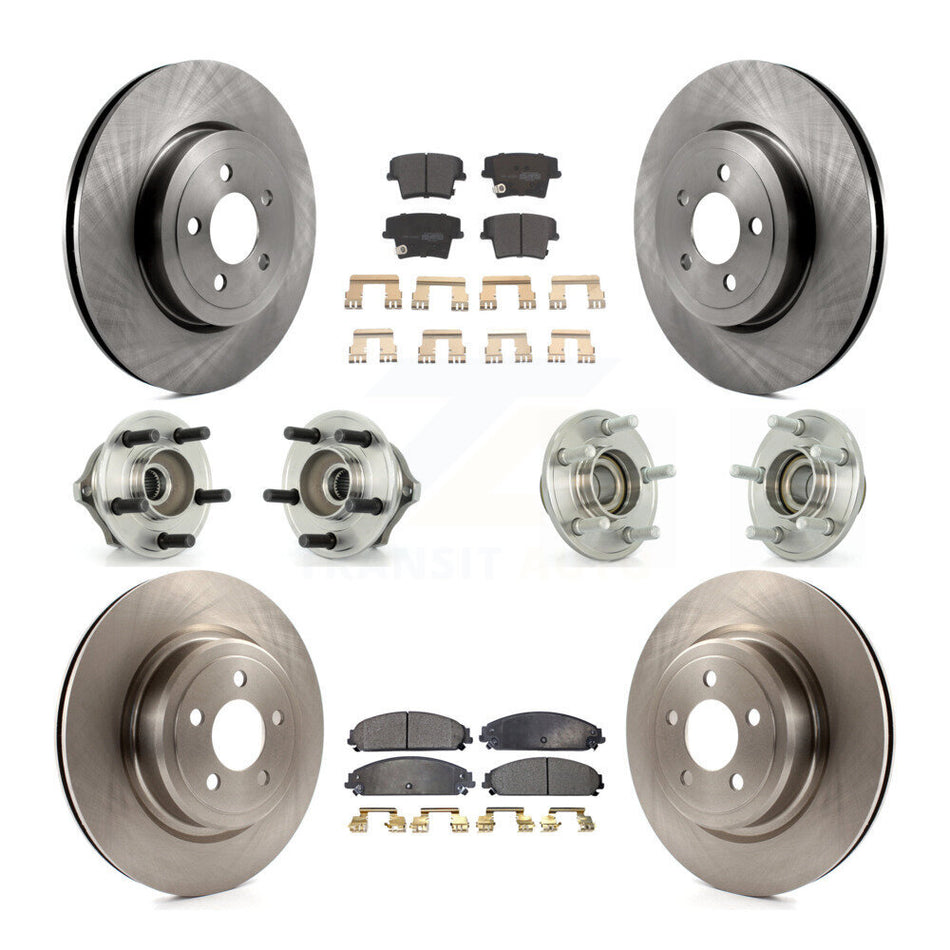 Front Rear Hub Bearings Assembly Disc Brake Rotors And Semi-Metallic Pads Kit (10Pc) For 2006-2008 Dodge Charger RWD with 5.7L 3.5L With Police Package KBB-108824