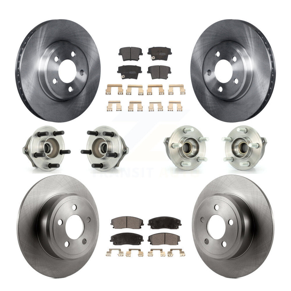 Front Rear Hub Bearings Assembly Disc Brake Rotors And Semi-Metallic Pads Kit (10Pc) For Dodge Charger Magnum AWD with 2.7L KBB-108826