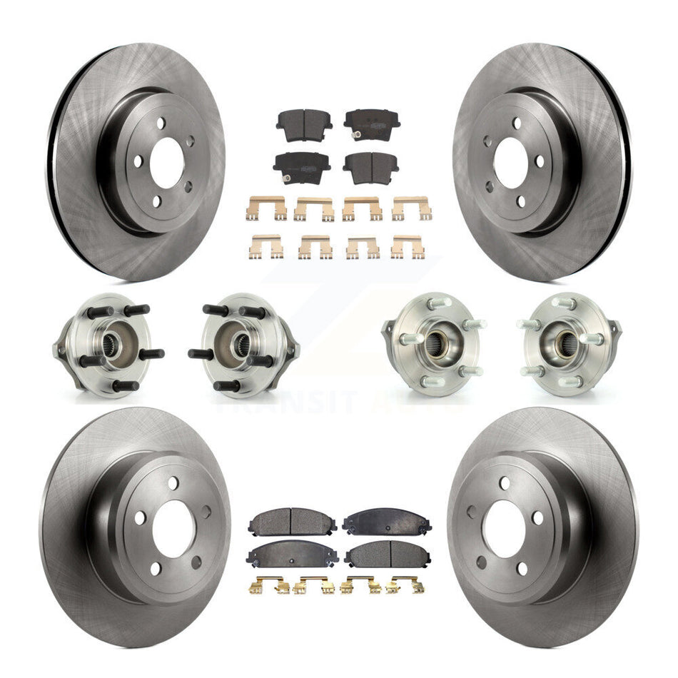 Front Rear Hub Bearings Assembly Disc Brake Rotors And Semi-Metallic Pads Kit (10Pc) For 2005-2006 Chrysler 300 AWD with 3.5L KBB-108827