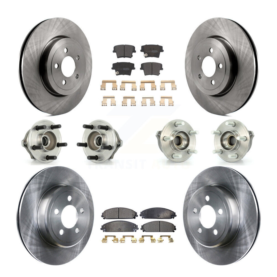 Front Rear Hub Bearings Assembly Disc Brake Rotors And Semi-Metallic Pads Kit (10Pc) For Chrysler 300 Dodge Charger Magnum KBB-108828