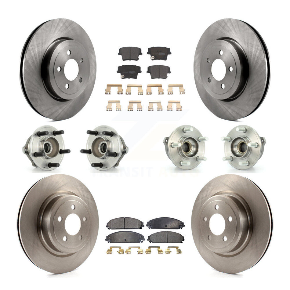 Front Rear Hub Bearings Assembly Disc Brake Rotors And Semi-Metallic Pads Kit (10Pc) For 2007-2008 Dodge Charger AWD with 5.7L With Police Package KBB-108829