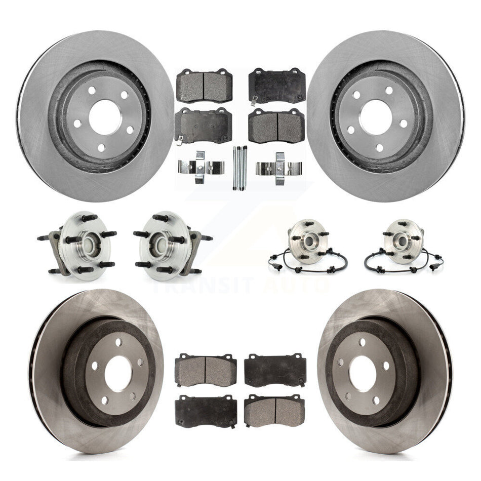 Front Rear Hub Bearings Assembly Disc Brake Rotors And Semi-Metallic Pads Kit (10Pc) For 2006-2010 Jeep Grand Cherokee SRT8 KBB-108831