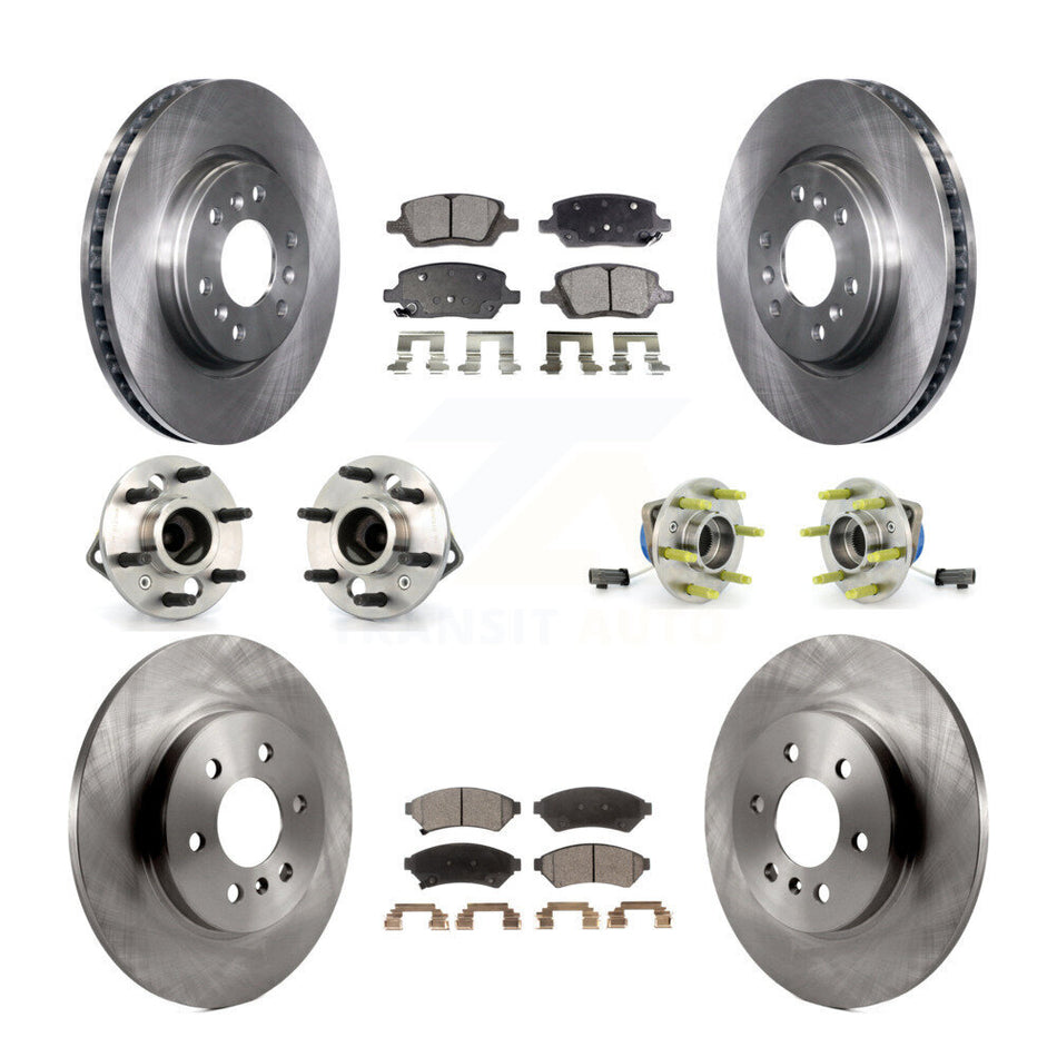 Front Rear Hub Bearing Assembly Disc Brake Rotor And Semi-Metallic Pads Kit (10Pc) For Chevrolet Uplander Pontiac Montana Buick Terraza Saturn Relay 4 Hole Rectangular Flange KBB-108836