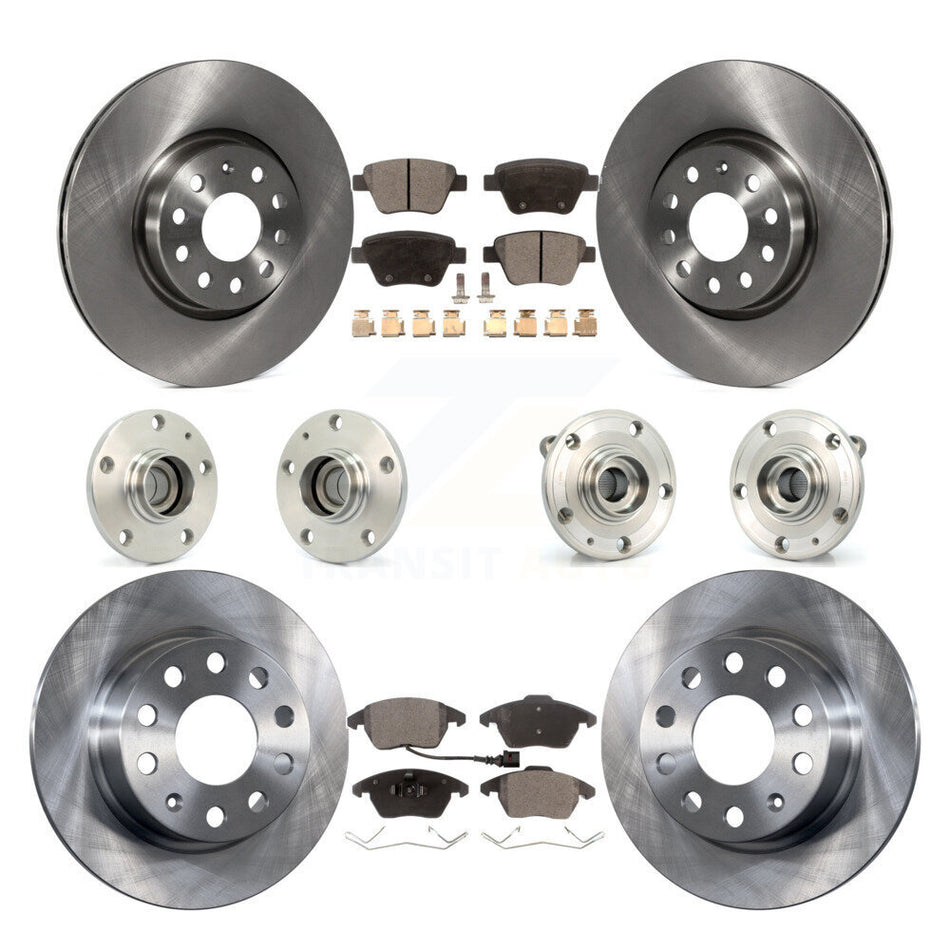 Front Rear Hub Bearing Brake Rotor And Pad Kit (10Pc) For 2017-2018 Volkswagen Jetta 2.0L KBB-108847