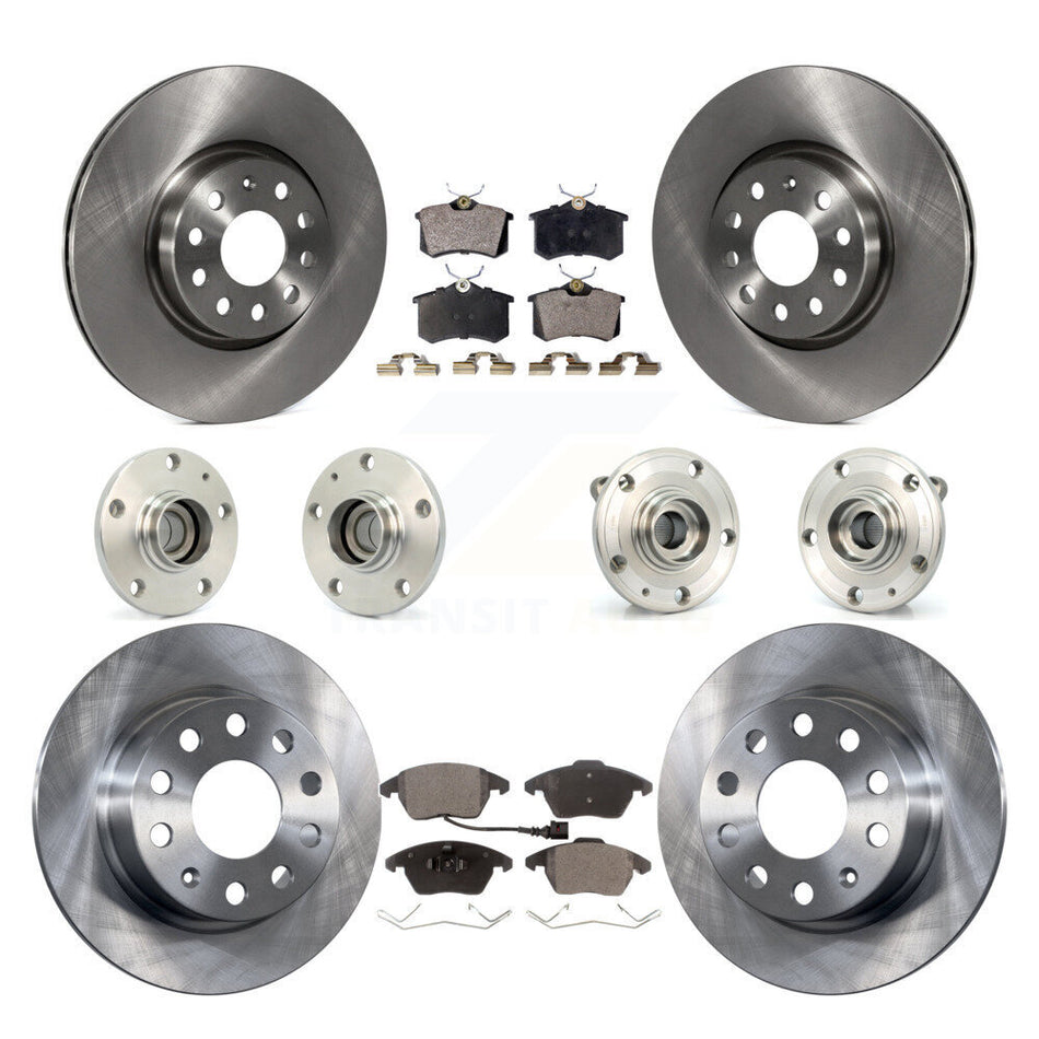 Front Rear Hub Bearings Assembly Disc Brake Rotors And Semi-Metallic Pads Kit (10Pc) For Volkswagen Jetta Beetle KBB-108848