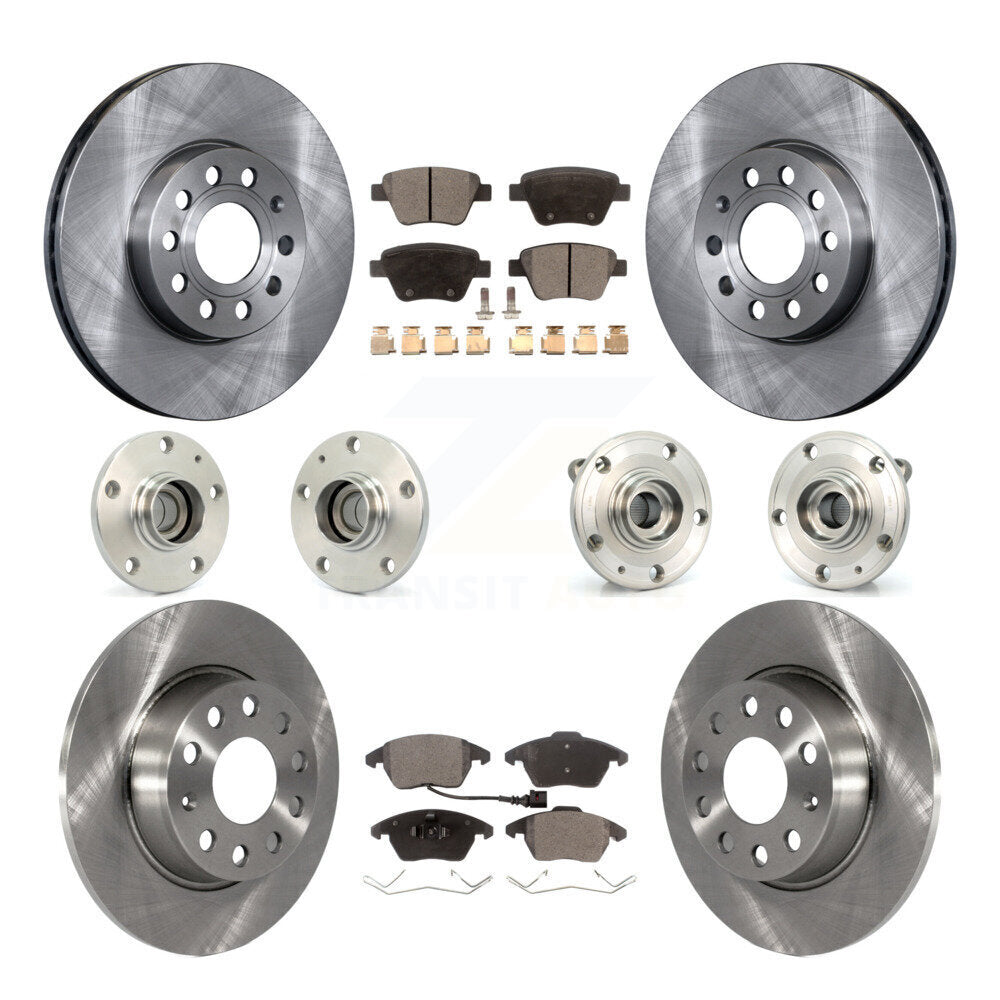 Front Rear Hub Bearing Assembly Disc Brake Rotor And Pad Kit (10Pc) For Volkswagen Beetle KBB-108853