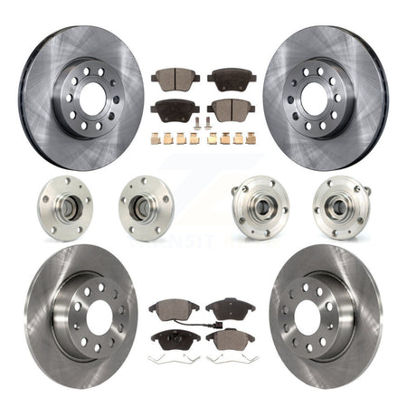 Front Rear Hub Bearing Assembly Disc Brake Rotor And Pad Kit (10Pc) For Volkswagen Beetle KBB-108853