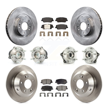 Front Rear Hub Bearing Disc Brake Rotor And Pads Kit (10Pc) For 2014-2015 Kia Sorento FWD KBB-108863