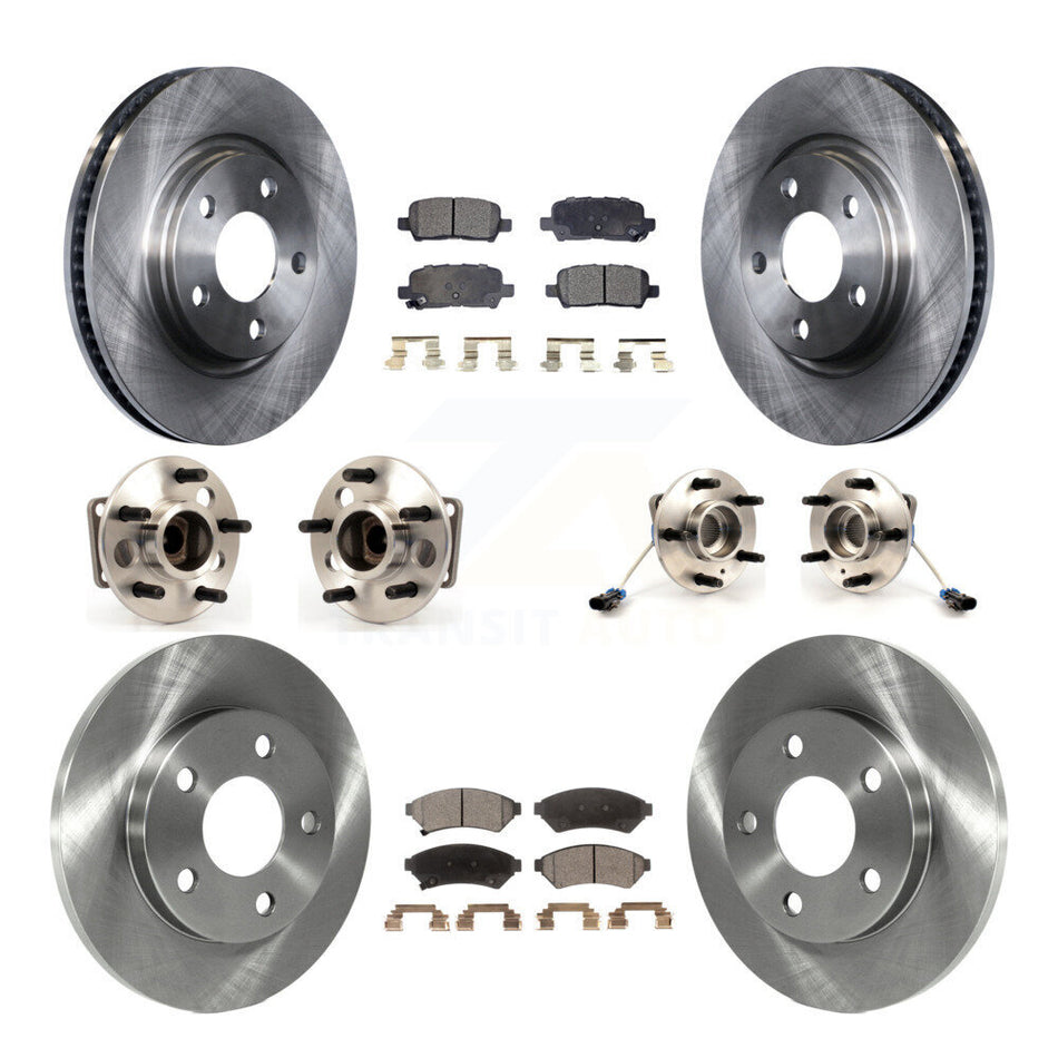 Front Rear Hub Bearings Assembly Disc Brake Rotors And Semi-Metallic Pads Kit (10Pc) For Pontiac Grand Prix Buick LaCrosse Allure KBB-108898