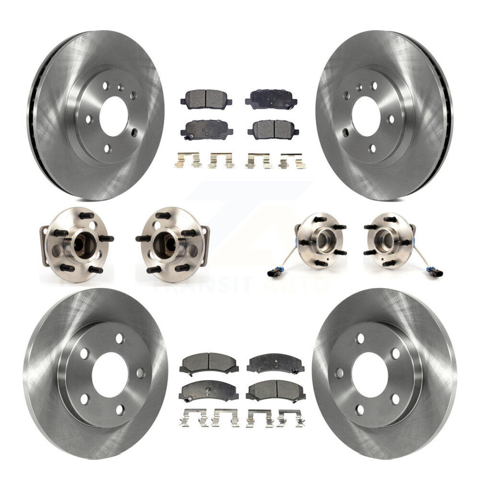 Front Rear Hub Bearings Assembly Disc Brake Rotors And Semi-Metallic Pads Kit (10Pc) For Chevrolet Impala Limited KBB-108903