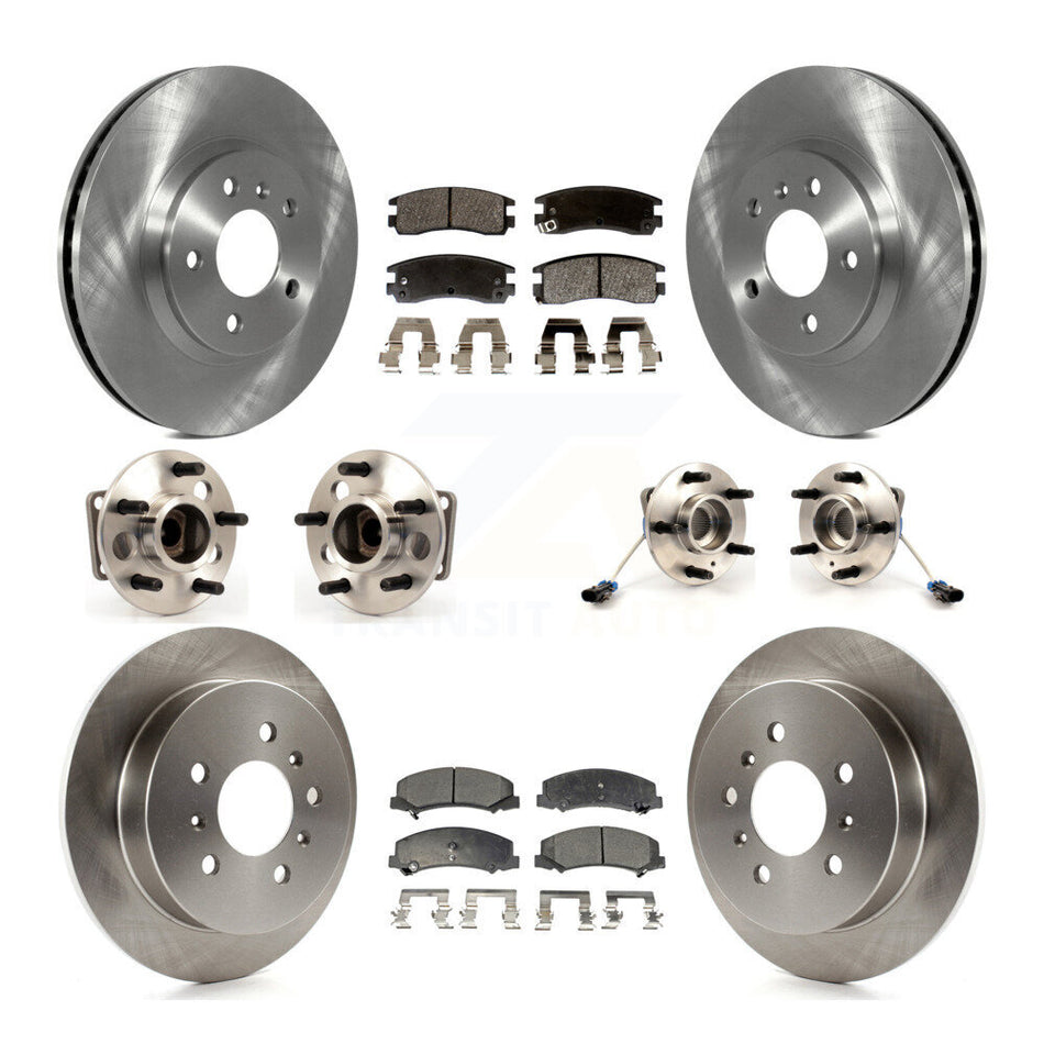 Front Rear Hub Bearings Assembly Disc Brake Rotors And Semi-Metallic Pads Kit (10Pc) For Chevrolet Impala Monte Carlo KBB-108904