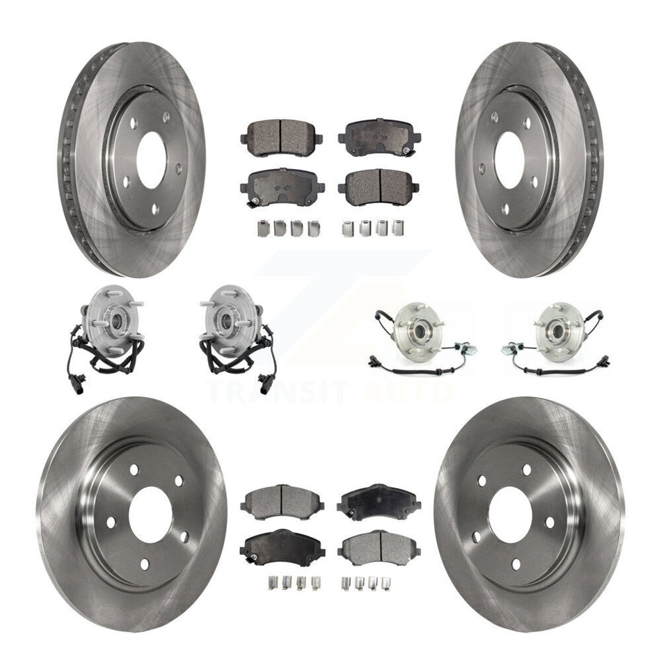 Front Rear Hub Bearings Assembly Disc Brake Rotors And Semi-Metallic Pads Kit (10Pc) For Chrysler Town & Country Dodge Grand Caravan Volkswagen Routan KBB-108909