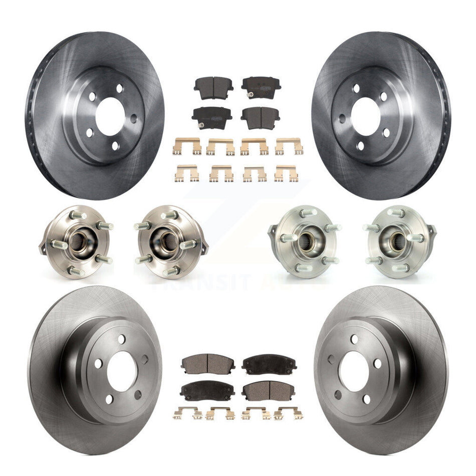 Front Rear Hub Bearings Assembly Disc Brake Rotors And Semi-Metallic Pads Kit (10Pc) For Dodge Charger Chrysler 300 AWD with 2.7L KBB-108918