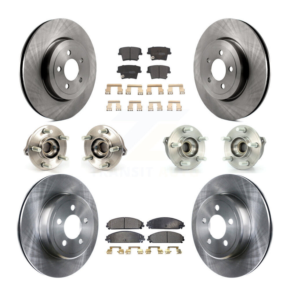 Front Rear Hub Bearings Assembly Disc Brake Rotors And Semi-Metallic Pads Kit (10Pc) For Dodge Charger Chrysler 300 KBB-108919