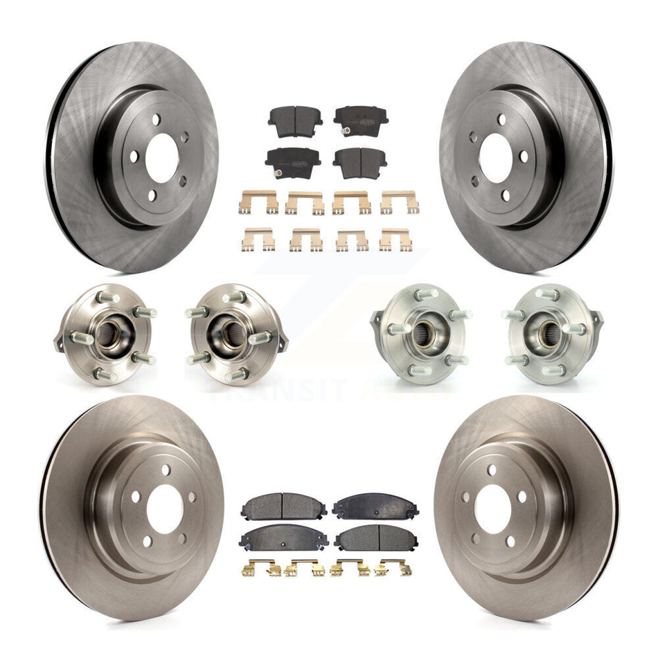 Front Rear Hub Bearings Assembly Disc Brake Rotors And Semi-Metallic Pads Kit (10Pc) For Dodge Charger AWD with 5.7L With Police Package KBB-108920