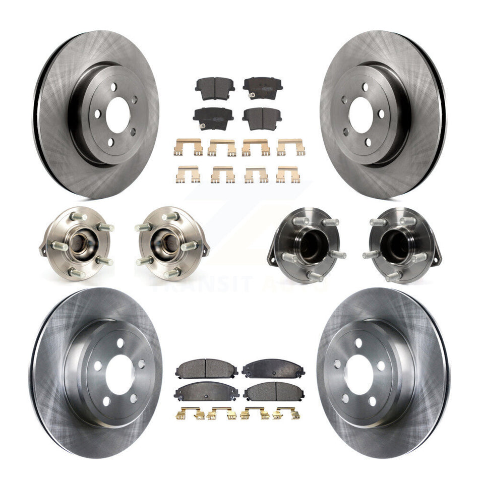 Front Rear Hub Bearings Assembly Disc Brake Rotors And Semi-Metallic Pads Kit (10Pc) For Dodge Chrysler 300 Charger Challenger KBB-108922