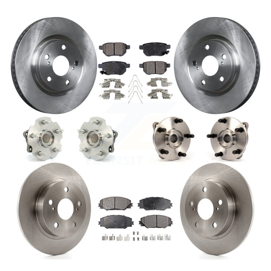 Front Rear Hub Bearings Assembly Disc Brake Rotors And Semi-Metallic Pads Kit (10Pc) For 2011-2016 Scion tC Automatic transmission KBB-108927