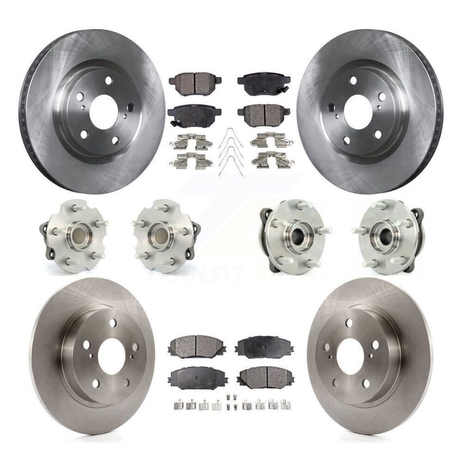 Front Rear Hub Bearings Assembly Disc Brake Rotors And Semi-Metallic Pads Kit (10Pc) For 2011-2016 Scion tC Manual transmission KBB-108930