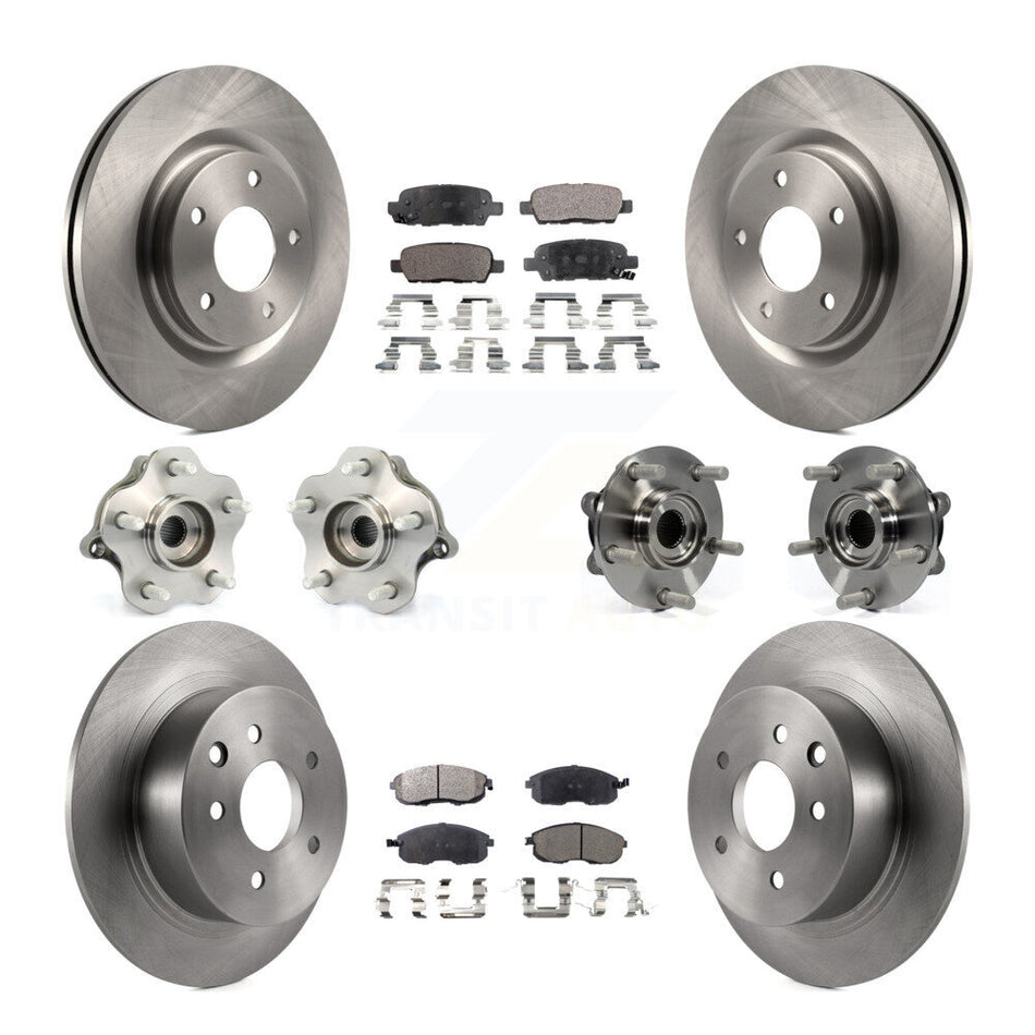 Front Rear Hub Bearings Assembly Disc Brake Rotors And Semi-Metallic Pads Kit (10Pc) For Nissan Juke KBB-108934