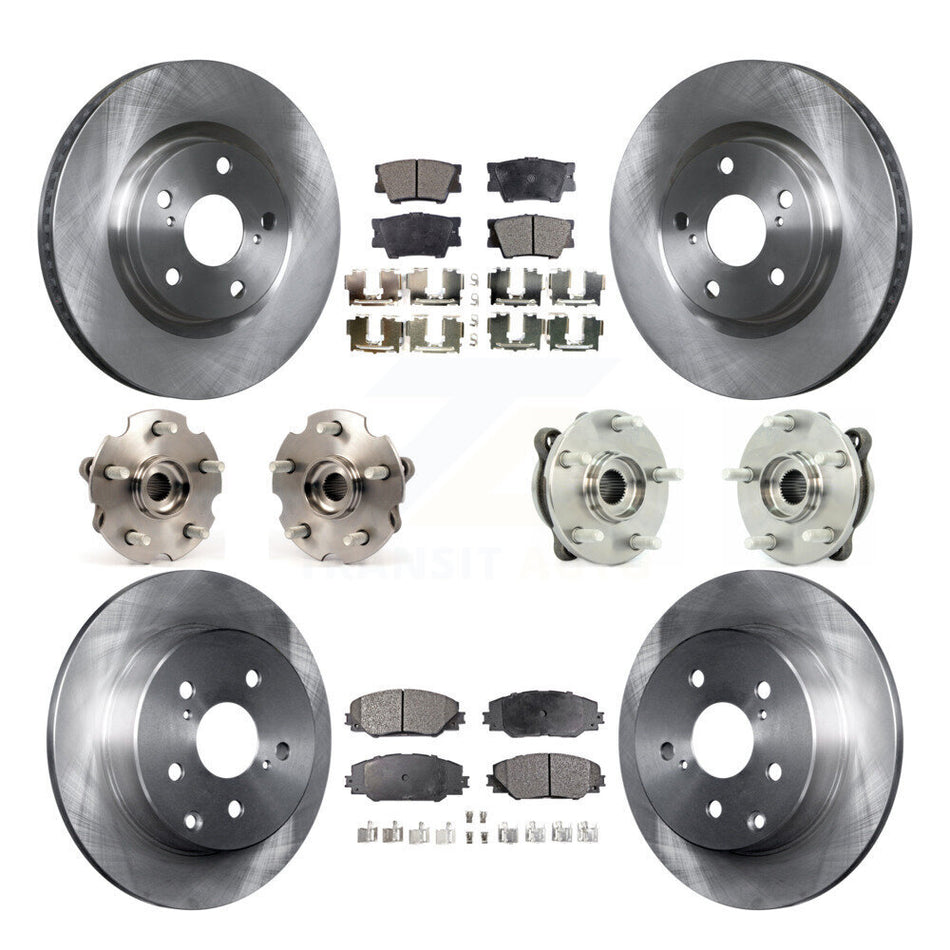 Front Rear Hub Bearings Assembly Disc Brake Rotors And Semi-Metallic Pads Kit (10Pc) For Toyota RAV4 KBB-108937