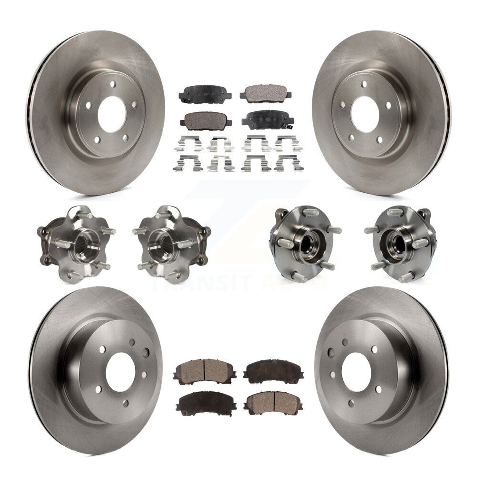 Front Rear Hub Bearings Assembly Disc Brake Rotors And Semi-Metallic Pads Kit (10Pc) For 2016-2017 INFINITI QX50 RWD KBB-108943