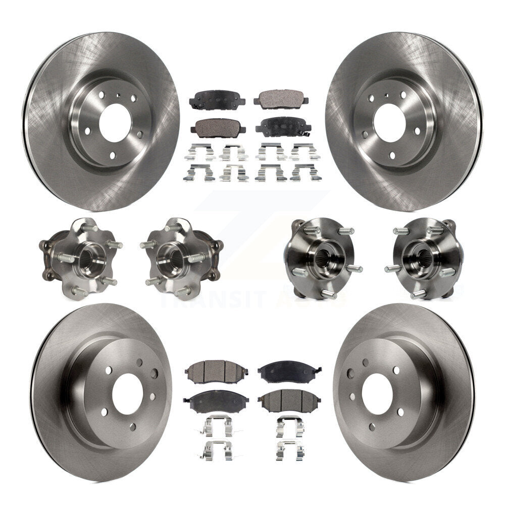Front Rear Hub Bearing Brake Rotor Pad Kit (10Pc) For INFINITI G37 EX35 QX50 EX37 G25 M35 KBB-108945