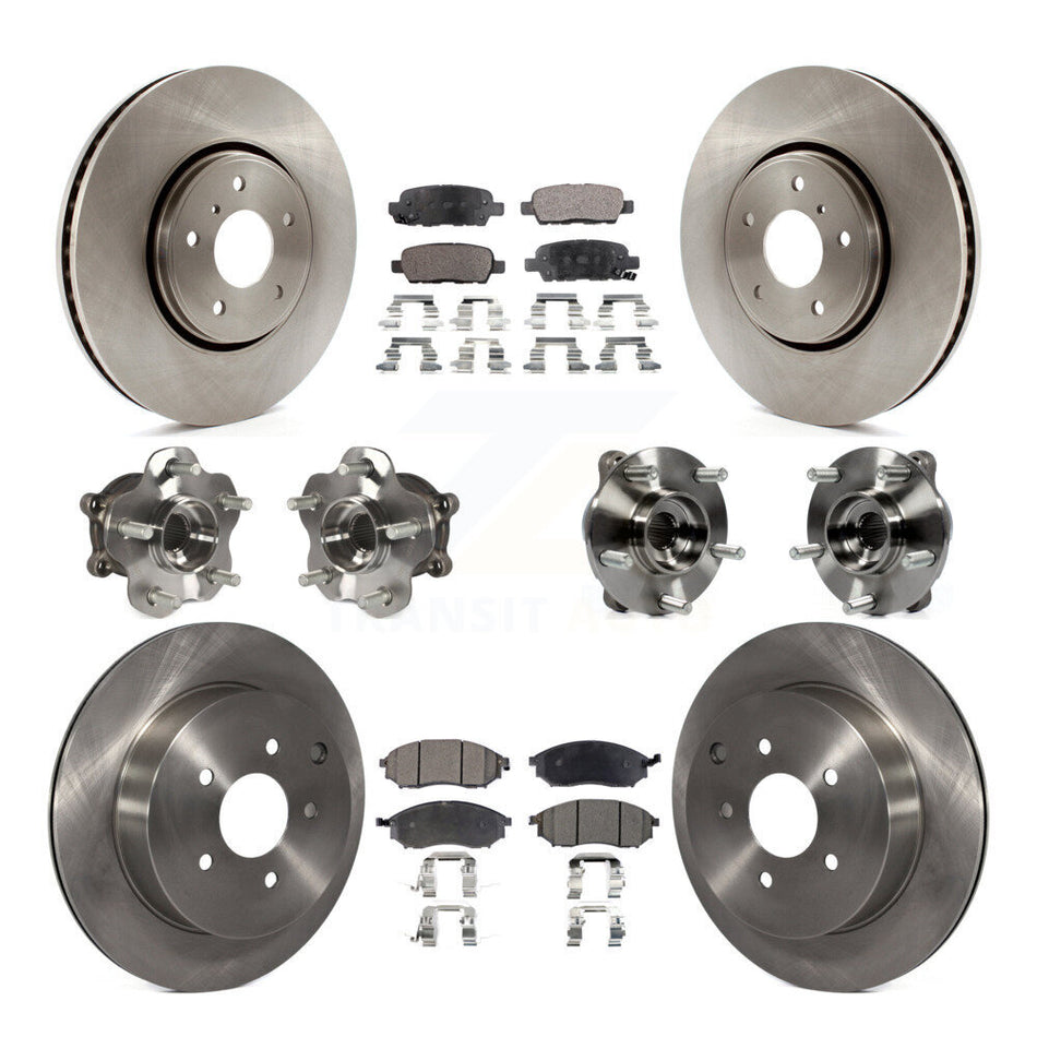 Front Rear Hub Bearings Disc Brake Rotors And Pads Kit (10Pc) For INFINITI FX35 FX37 AWD KBB-108946