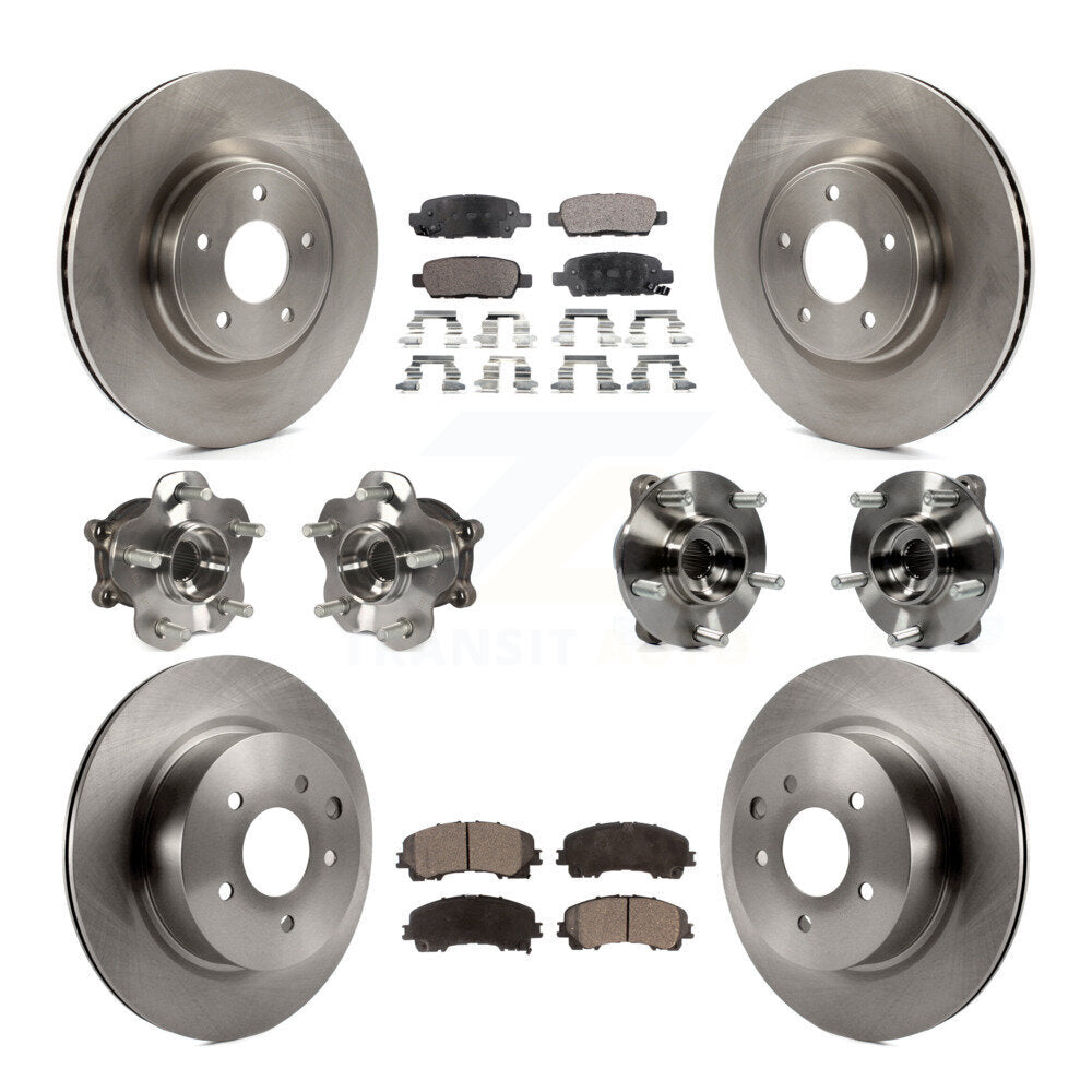Front Rear Hub Bearing Disc Brake Rotor & Pads Kit (10Pc) For 2016-2017 INFINITI QX50 AWD KBB-108948