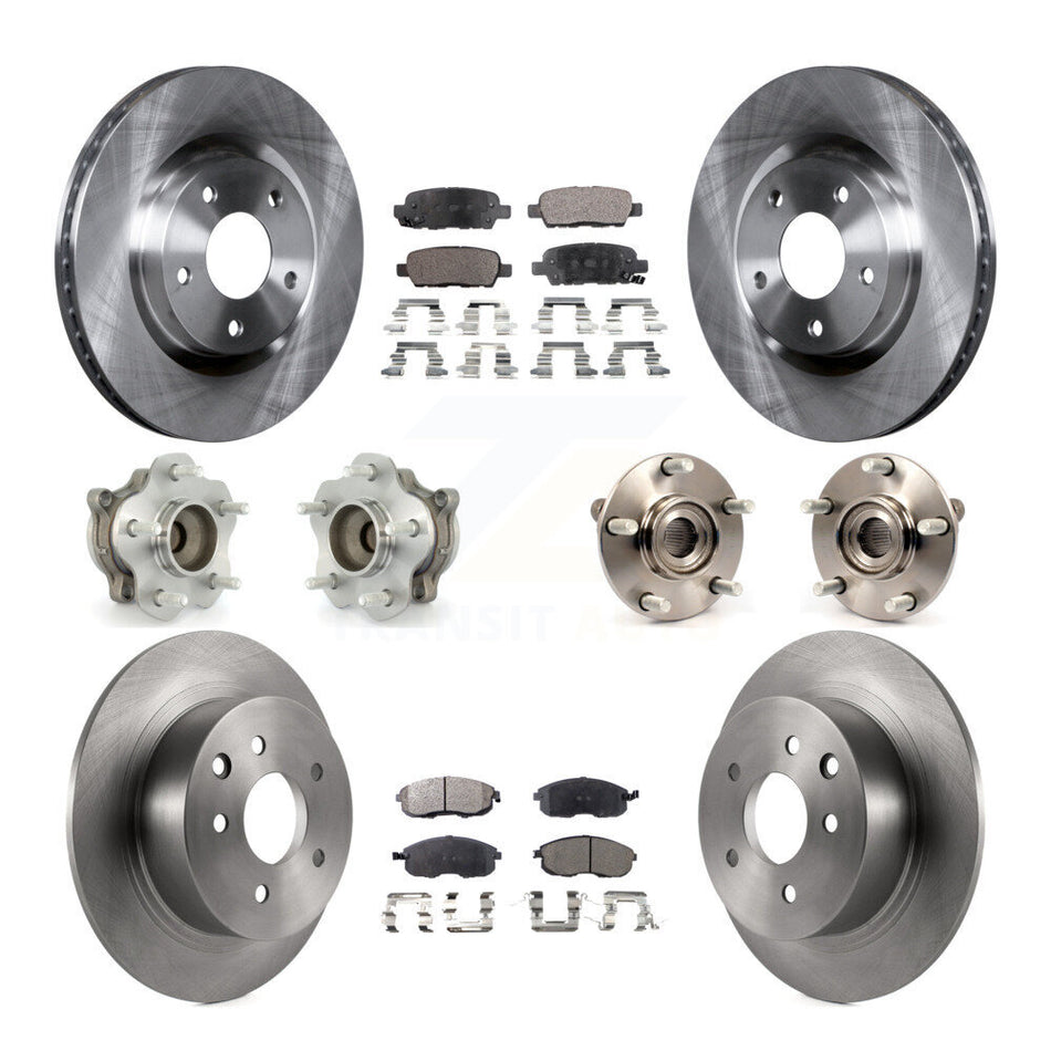 Front Rear Hub Bearings Assembly Disc Brake Rotors And Semi-Metallic Pads Kit (10Pc) For 2007-2012 Nissan Sentra SE-R with 2.5L KBB-108949