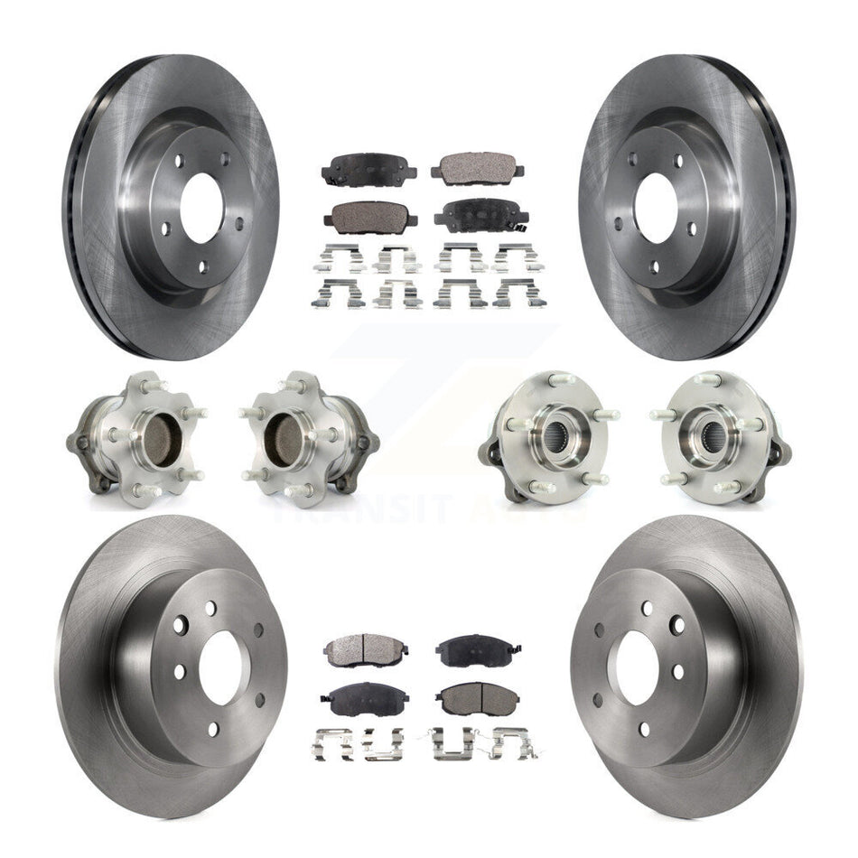 Front Rear Hub Bearings Assembly Disc Brake Rotors And Semi-Metallic Pads Kit (10Pc) For Nissan Altima KBB-108951