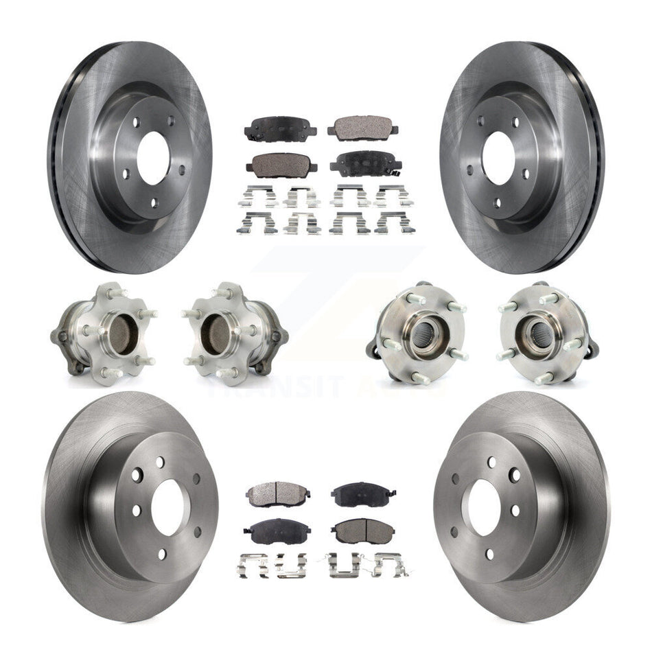 Front Rear Hub Bearings Assembly Disc Brake Rotors And Semi-Metallic Pads Kit (10Pc) For Nissan Altima KBB-108953