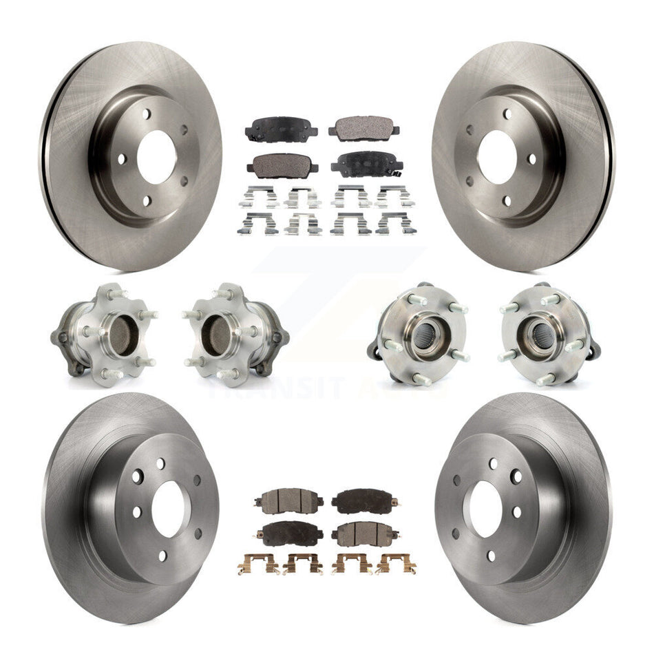 Front Rear Hub Bearings Assembly Disc Brake Rotors And Semi-Metallic Pads Kit (10Pc) For Nissan Altima KBB-108957