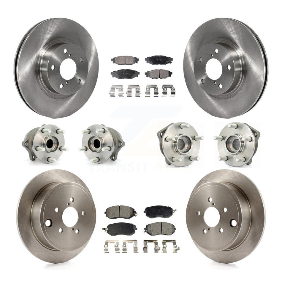 Front Rear Hub Bearings Assembly Disc Brake Rotors And Semi-Metallic Pads Kit (10Pc) For 2011 Subaru Impreza Outback Sport 2.5i Premium KBB-108960