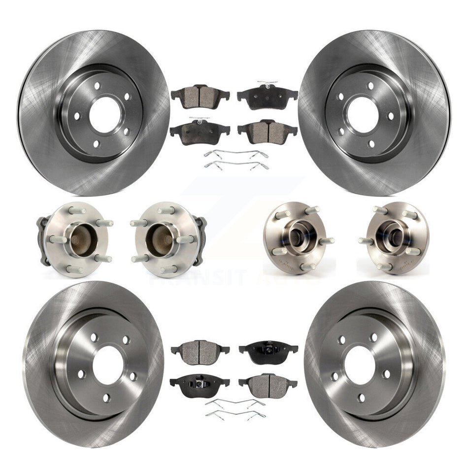 Front Rear Hub Bearings Assembly Disc Brake Rotors And Semi-Metallic Pads Kit (10Pc) For Volvo S40 C70 C30 V50 KBB-108972