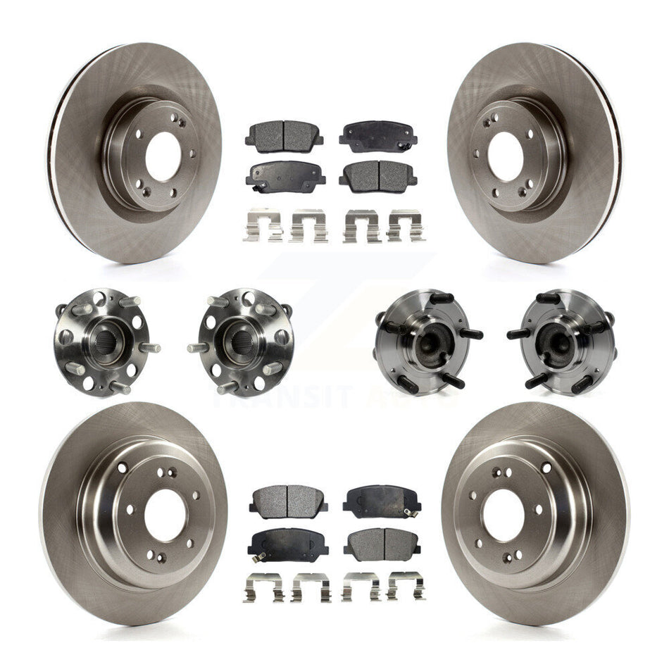 Front Rear Hub Bearings Assembly Disc Brake Rotors And Semi-Metallic Pads Kit (10Pc) For Hyundai Genesis Coupe KBB-108980