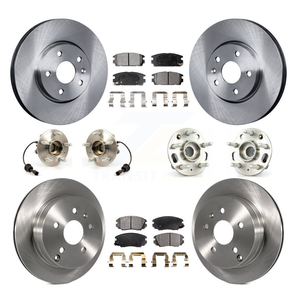 Front Rear Hub Bearings Assembly Disc Brake Rotors And Semi-Metallic Pads Kit (10Pc) For 2010-2017 Chevrolet Equinox GMC Terrain KBB-108990