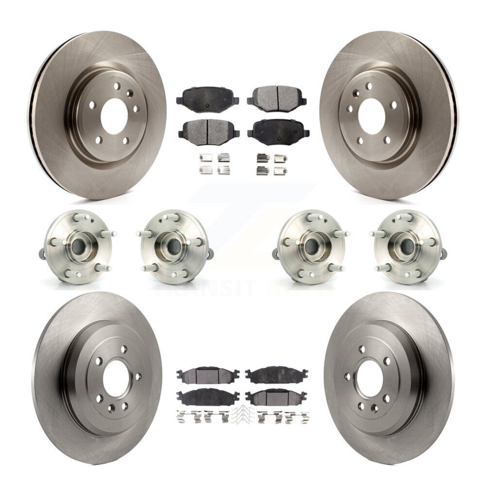 Front Rear Hub Bearings Assembly Disc Brake Rotors And Semi-Metallic Pads Kit (10Pc) For Ford Explorer KBB-108992